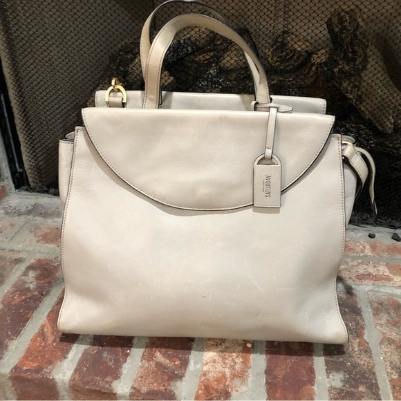 Kate Spade Saturday Handbag "The A Satchel" Detachable Straps Light Gray W OS - Picture 4 of 16